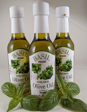 Load image into Gallery viewer, Basil and olive oil are two integral ingredients in Mediterranean cooking Basil Infused Olive Oil with Organic Basil Gourmet Mediterranean Flavor Dipping Oil