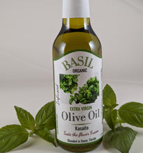 Load image into Gallery viewer, Basil and olive oil are two integral ingredients in Mediterranean cooking Basil Infused Olive Oil with Organic Basil Gourmet Mediterranean Flavor Dipping Oil
